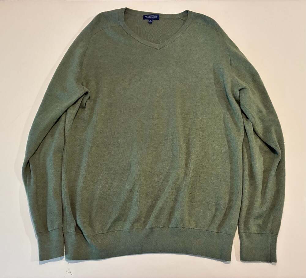 Peter Millar Crown Crafted V-Neck Sweater in Sage Green